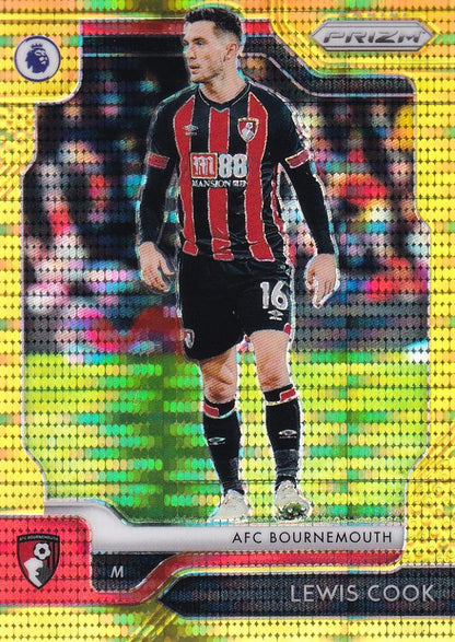 2019-20 Panini Prizm Premier League Lewis Cook AFC Bournemouth Base Breakaway Gold Parallel trading card number 03/10