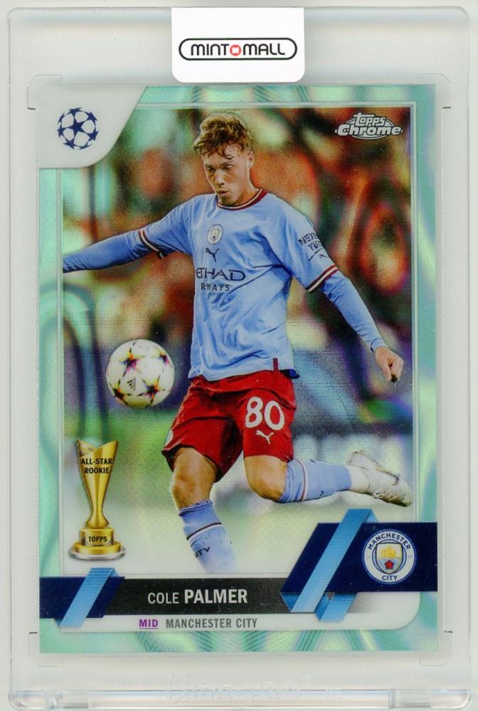 2022-23 Topps Chrome UEFA Club Competitions Cole Palmer Neon Green Lava Refractor card #34 Manchester City