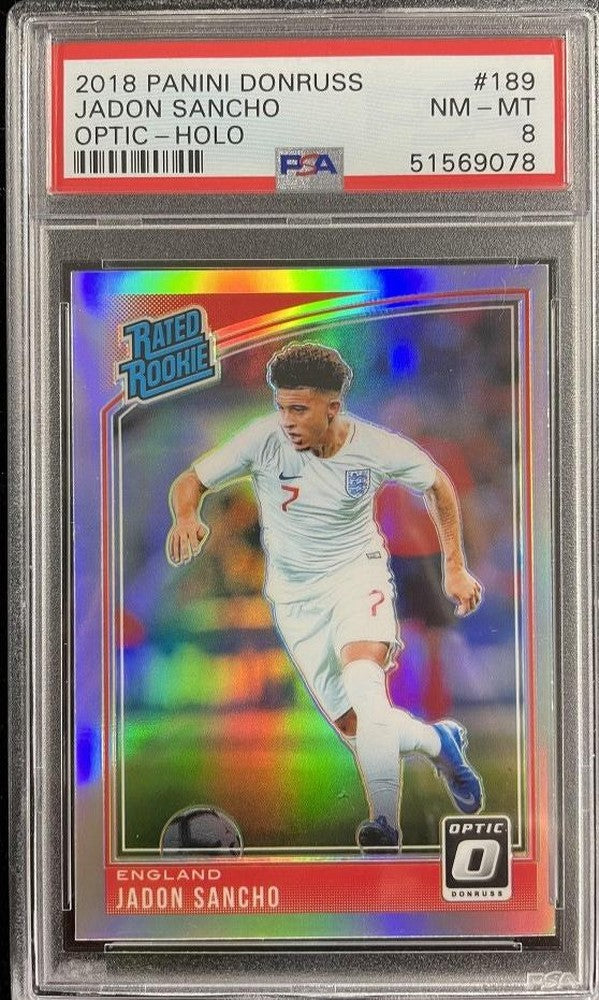 2018-19 Donruss England Jadon Sancho Base Optic Holo Parallel Version trading card