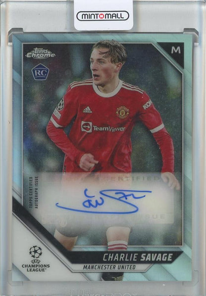 2021-22 Topps Chrome UEFA Champions League Charlie Savage Autograph rookie card #CACH from Manchester United