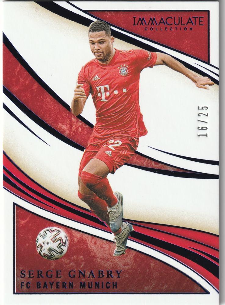 2020 Immaculate Collection Sapphire card number 37 of Serge Gnabry, serial 16 out of 25