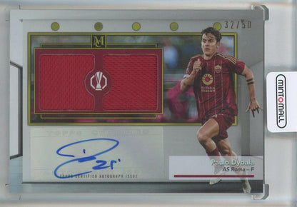 2024-25 Topps Museum UEFA Club Competitions Paulo Dybala dual relic autograph card numbered 32 of 50