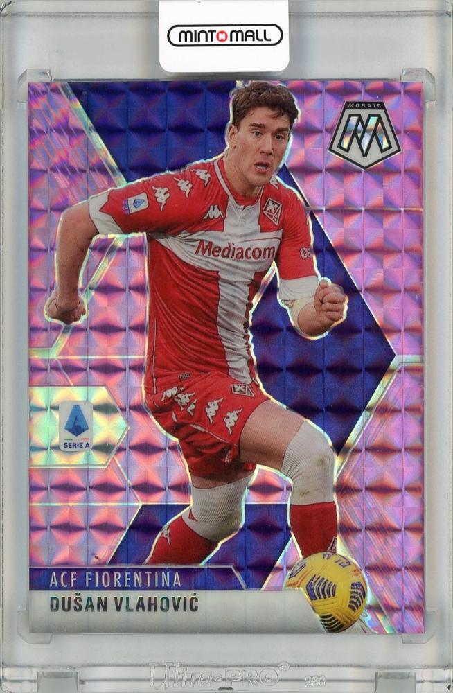 2020-21 PANINI Mosaic Serie A Mosaic Purple #10 Dusan Vlahovic soccer card serial number 26 of 49