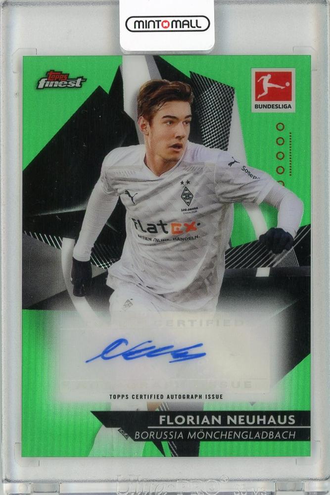 2020-21 TOPPS Finest Bundesliga Green Refractors autograph trading card featuring Florian Neuhaus numbered 02 of 50