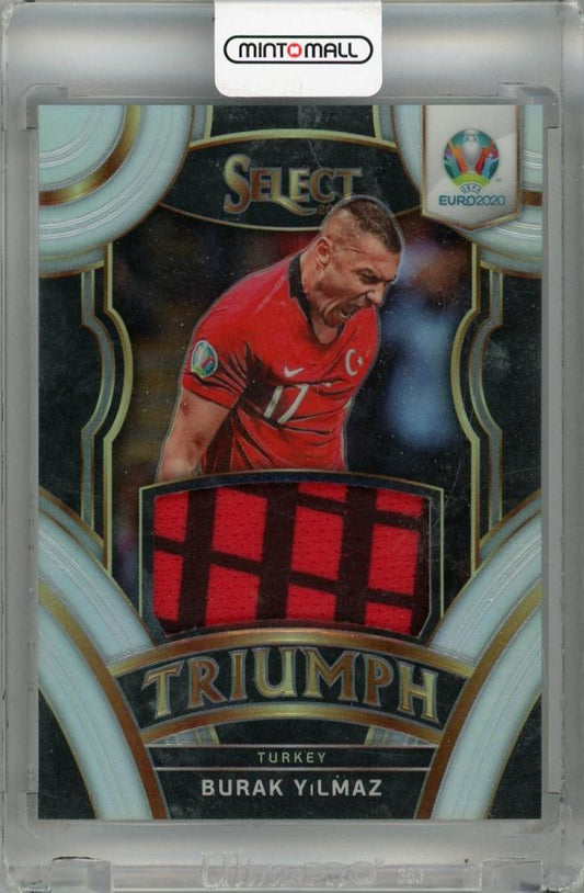 2020 Panini Select UEFA Euro trading card featuring Burak Yilmaz Triumph Relics Silver #15 from Turkey