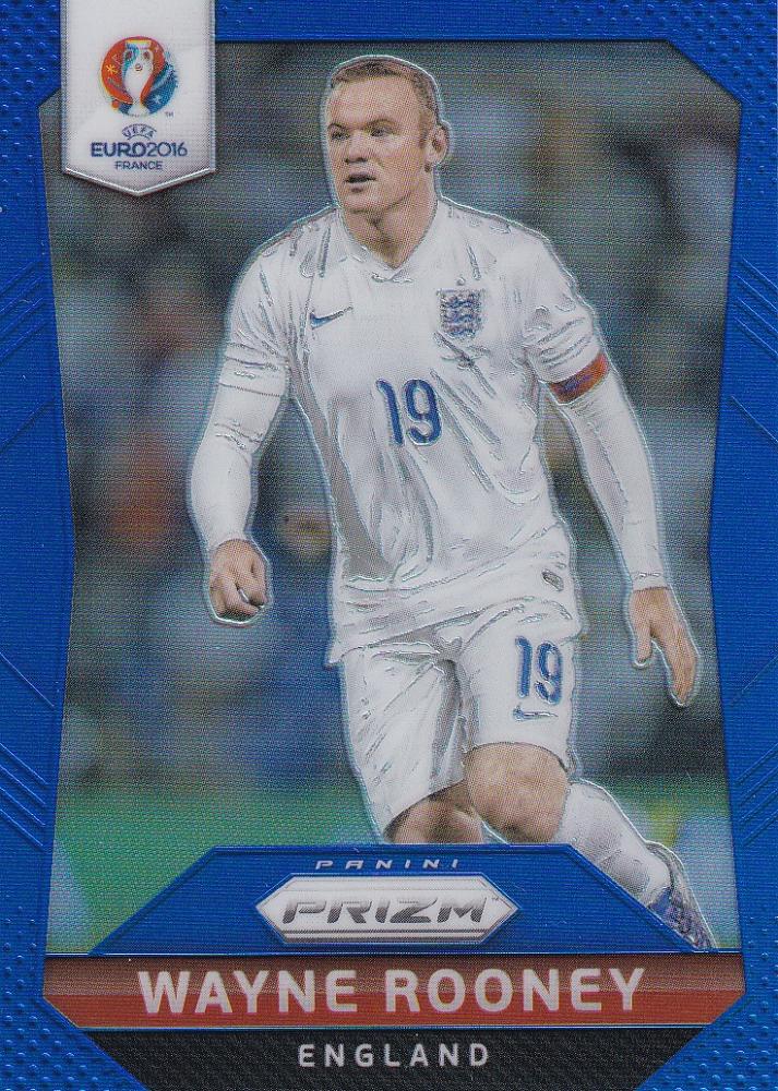 2016 Panini Prizm Euro England Wayne Rooney Base Blue Prizms Parallel card numbered 229 out of 249