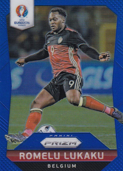 2016 Panini Prizm Euro Belgium Romelu Lukaku Base Blue Prizms card numbered 190 of 249