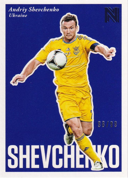 2017 Panini Nobility Ukraine Andriy Shevchenko Base Short Prints Blue Parallel card numbered 98 out of 99
