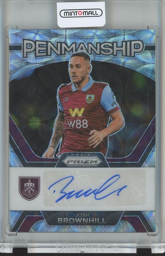 2023-24 PANINI PRIZM Premier League Soccer trading card featuring Josh Brownhill Penmanship design