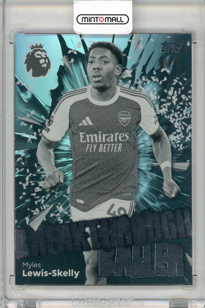 2025-26 Topps Premier League Soccer Myles Lewis-Skelly Breakthrough Baller 24/75 Arsenal FC collectible card