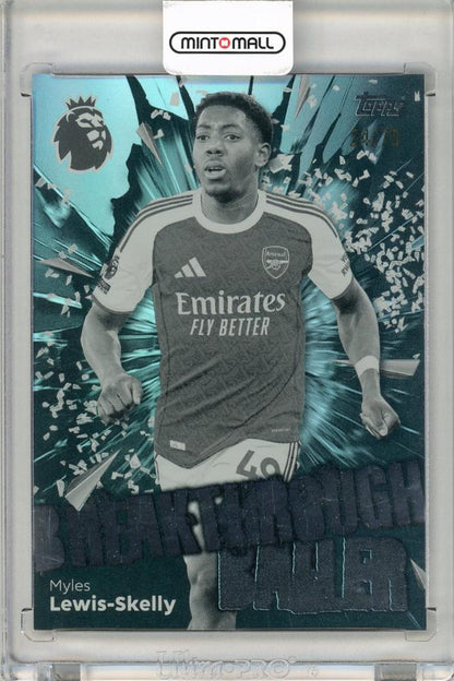 2025-26 Topps Premier League Soccer Myles Lewis-Skelly Breakthrough Baller 24/75 Arsenal FC collectible card
