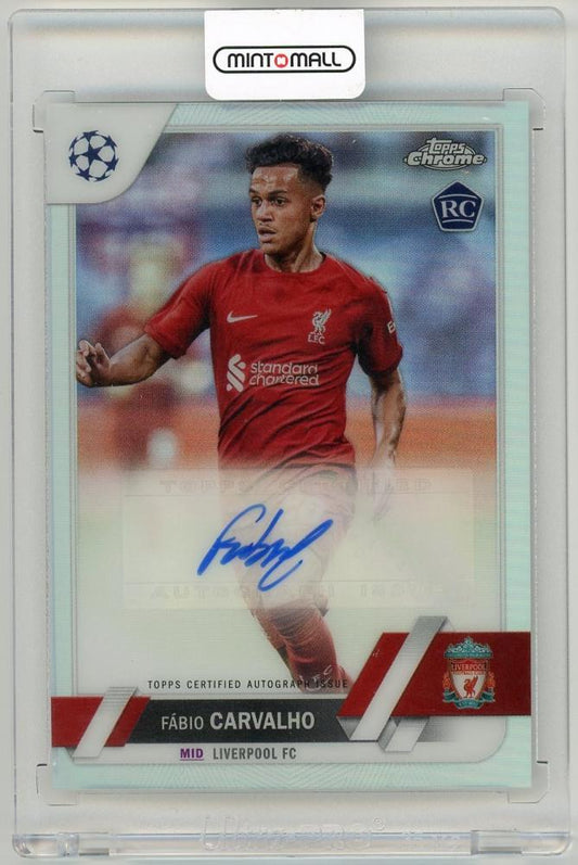 2022-23 Topps Chrome UEFA Club Competitions Fabio Carvalho Autograph card from Liverpool FC