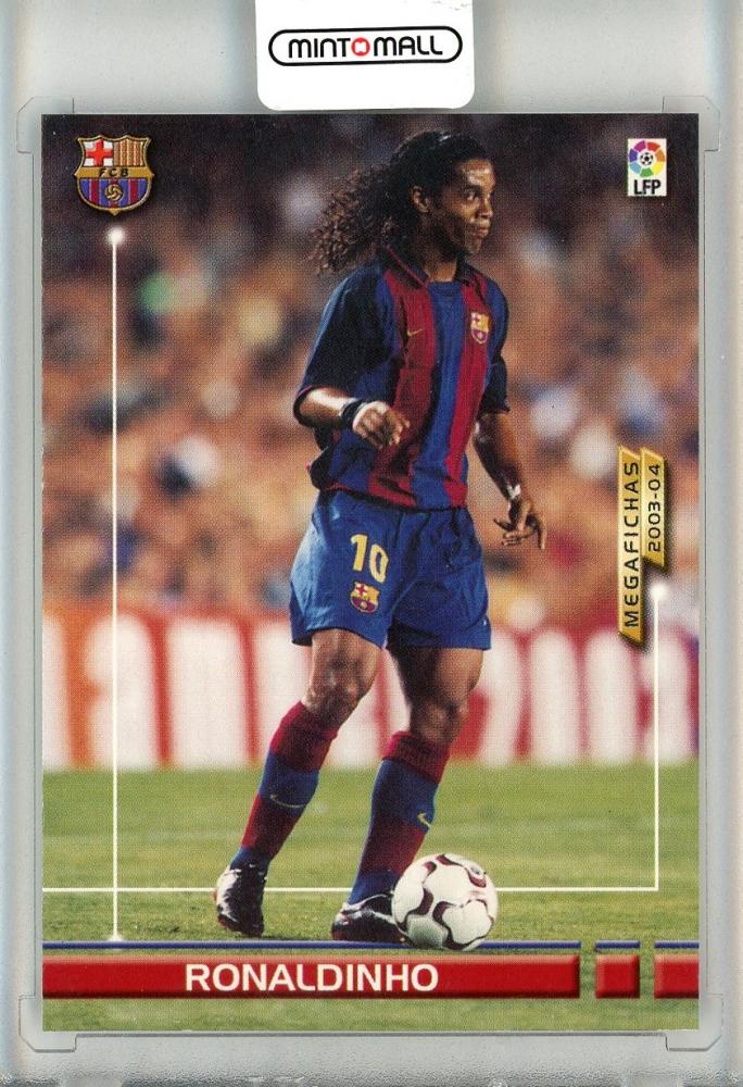 2003-04 Panini Megafichas Ronaldinho Base trading card number 34 showing Ronaldinho