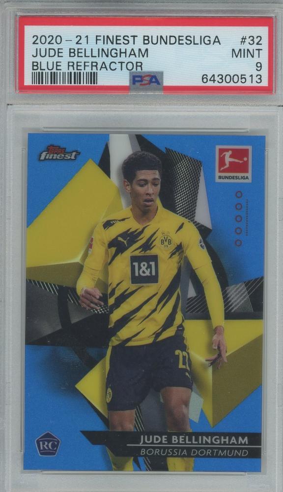 2020-21 Finest Bundesliga Jude Bellingham Blue Refractors #32 RC085/150 PSA9 Borussia Dortmund trading card