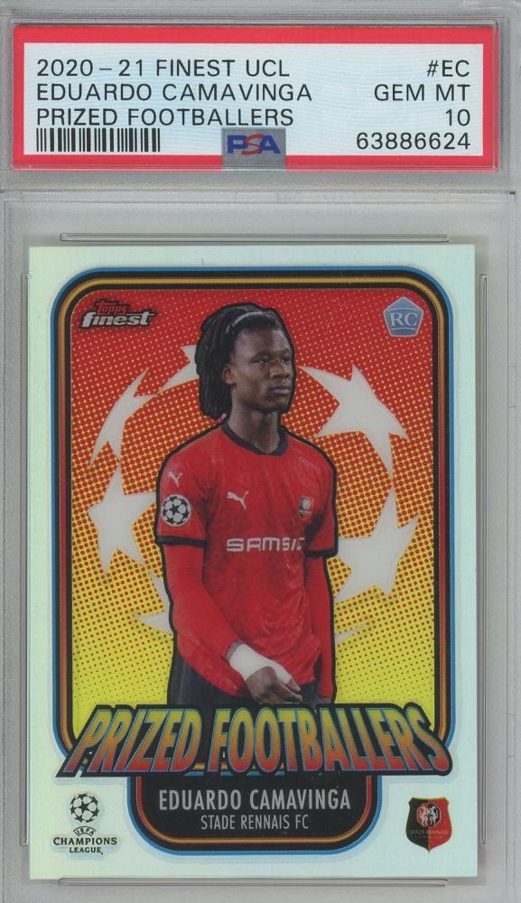 2020-21 Finest UEFA Champions League Eduardo Camavinga Prized Footballers Fusion trading card serial RCPSA10 Stade Rennais