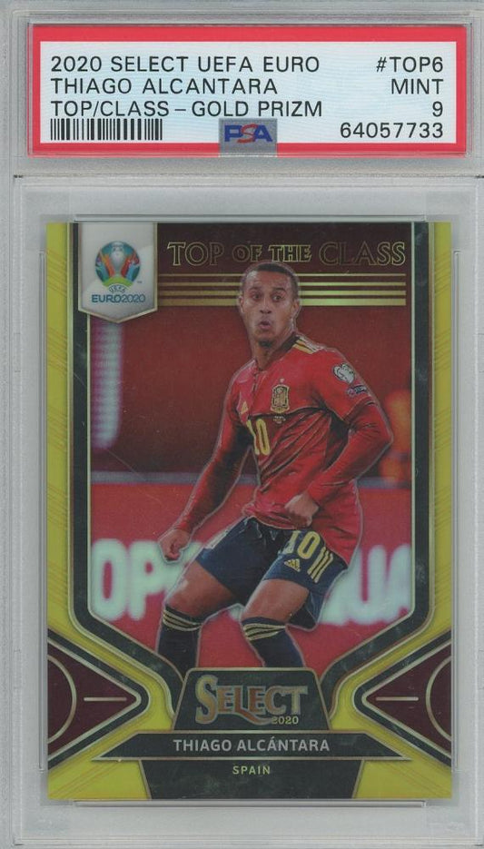 2020 Select UEFA Euro Thiago Alcantara Top of the Class Prizms Gold trading card #607/10 graded PSA9