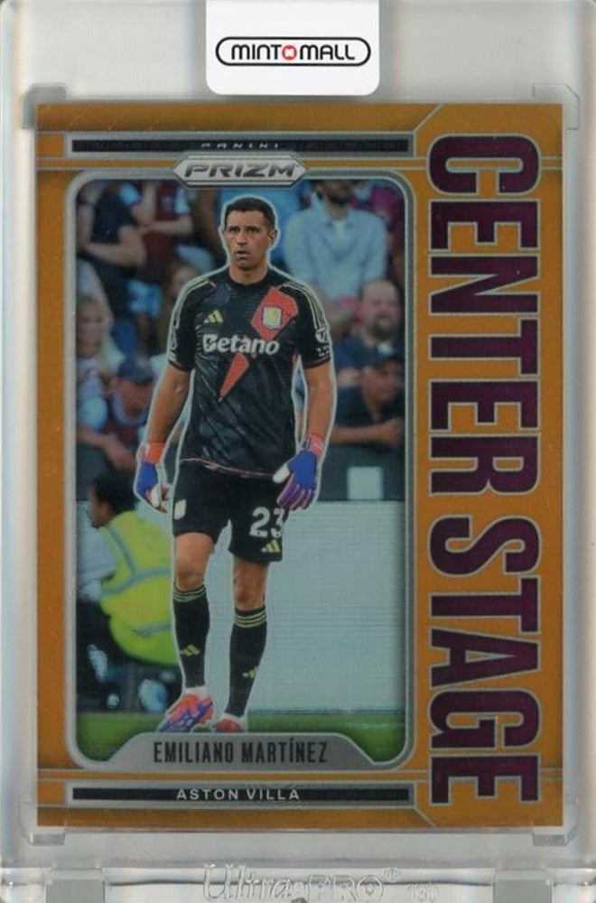 2024-25 Panini Prizm English Premier League Emiliano Martinez Center Stage Orange collectible card #409/25
