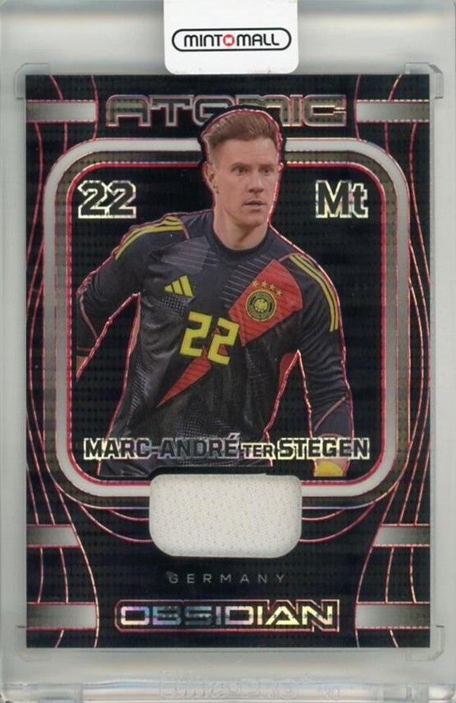 2023-24 Panini Obsidian Marc-Andre ter Stegen Atomic Material Electric Etch Red Pulsar trading card #2333/49