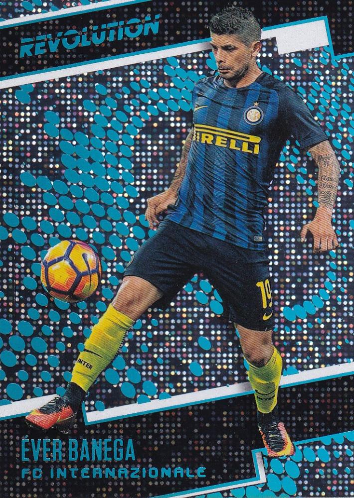 2017 Panini Revolution football trading card of Ever Banega FC Internazionale Base Disco Parallel numbered 24 out of 25