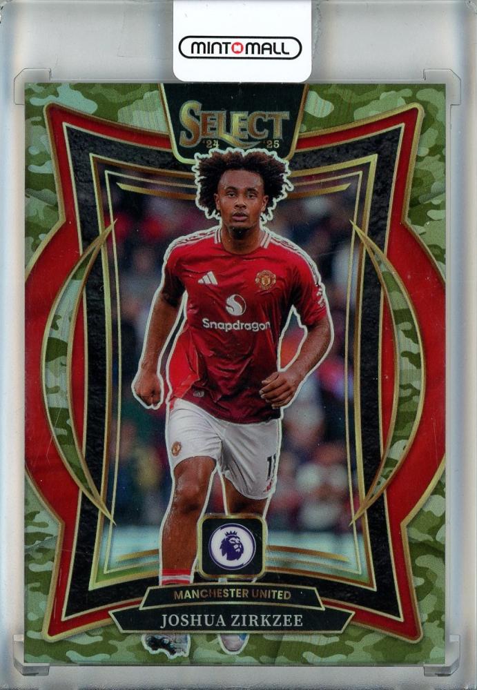 2024-25 Select English Premier League Joshua Zirkzee Camo #99077/150 trading card featuring Manchester United