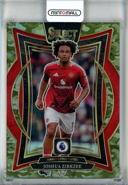 2024-25 Select English Premier League Joshua Zirkzee Camo #99077/150 trading card featuring Manchester United