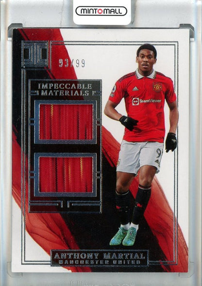 2022-23 Panini Impeccable English Premier League Anthony Martial Dual Materials trading card #1193/99 Manchester United