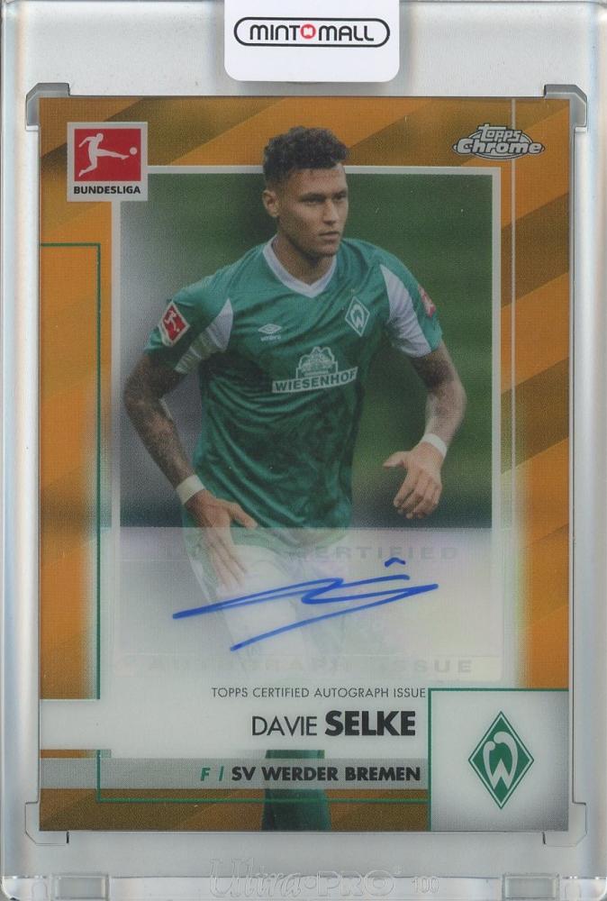 2020-21 Topps Chrome Bundesliga Davie Selke Base Autographs Orange Refractors trading card serial numbered 9 of 25