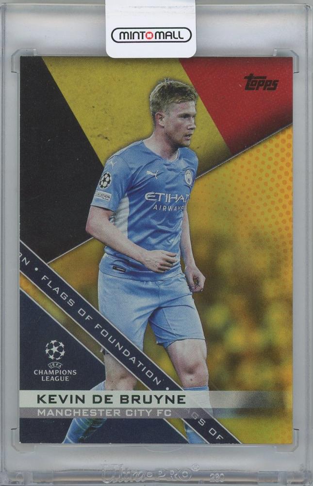 2021-22 TOPPS UEFA Champions League Flags of Foundation Orange Kevin De Bruyne Manchester City card numbered 02 of 25