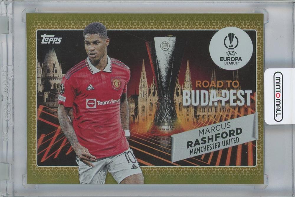 2022-23 TOPPS UEFA Club Competitions Road to the Final Gold Marcus Rashford Manchester United card serial 31 of 50