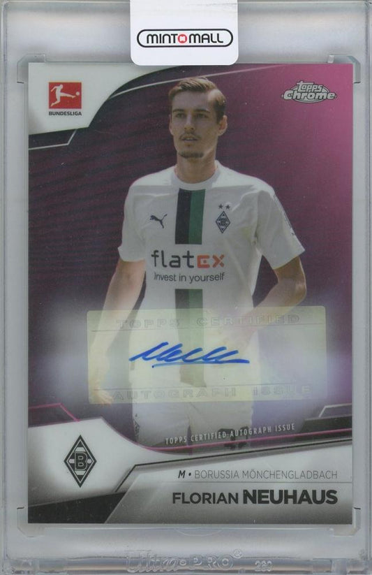 2022-23 TOPPS Chrome Bundesliga Autographs Pink Refractors card of Florian Neuhaus VfL Borussia Monchengladbach serial 03/75