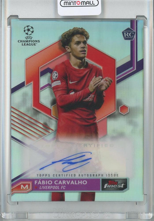 2022-23 Topps Finest UEFA Club Competitions Soccer Fabio Carvalho autograph rookie card with minor stain on back