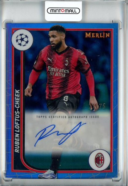 2023-24 Topps Merlin UEFA Club Competitions Soccer card of Ruben Loftus-Cheek with Blue Refractors and autograph