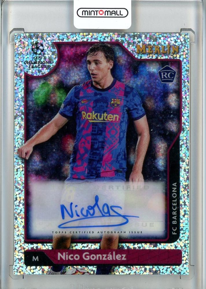 2021-22 Topps Merlin UEFA Champions League Nico Gonzalez rookie card with speckle refractor finish