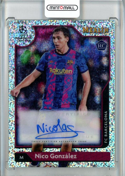 2021-22 Topps Merlin UEFA Champions League Nico Gonzalez rookie card with speckle refractor finish