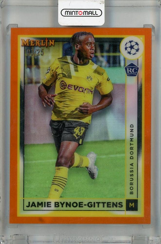 2022-23 Topps Merlin Chrome UEFA Borussia Dortmund Jamie Bynoe-Gittens Orange Parallel Rookie Card #31