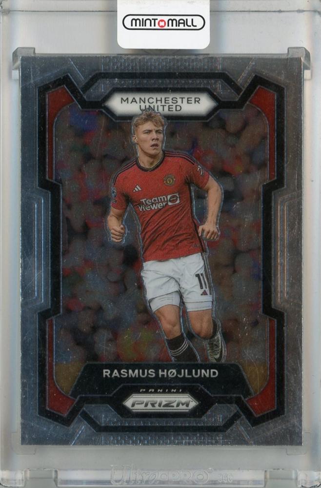 2023-24 Panini Prizm Premier League trading card of Manchester United player Rasmus Hojlund base card #51