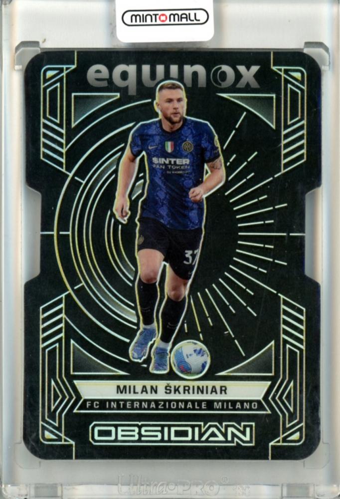 2021-22 Panini Obsidian Milan Skriniar #28 Equinox Electric Etch Yellow 05/10 trading card