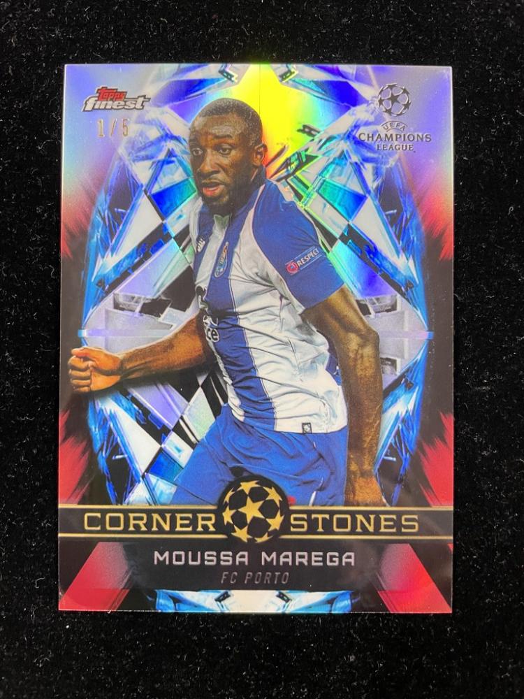 2019-20 Topps Finest UEFA Champions League Moussa Marega FC Porto Cornerstones Red serial 1 of 5 trading card