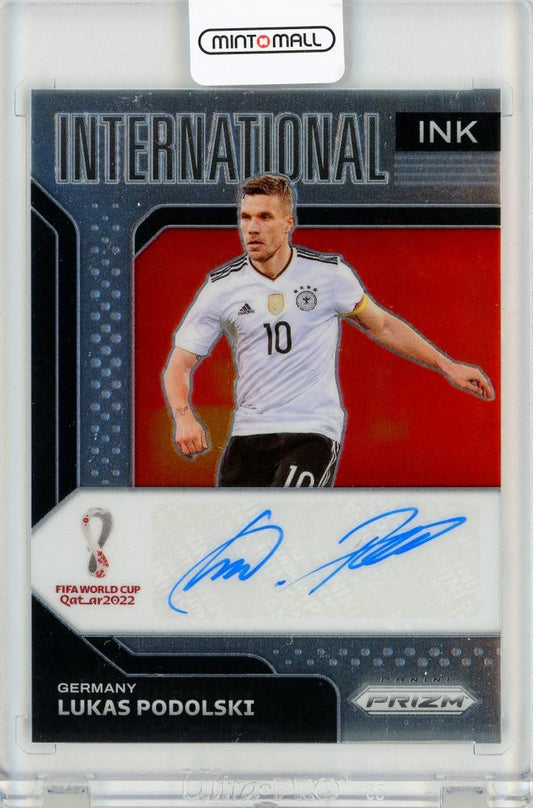 2022 Panini Prizm World Cup Lukas Podolski autograph card with handwritten signature