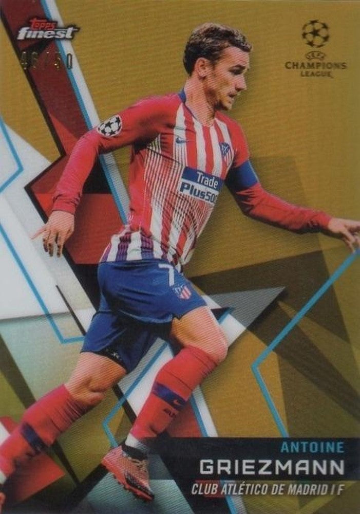 2018-19 Topps Champions League Finest Antoine Griezmann Refractors trading card numbered 46 of 50