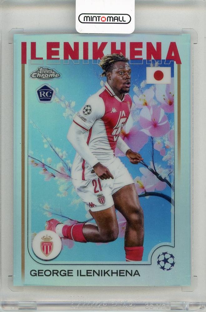 2024-25 TOPPS UEFA Japan Edition George Ilenikhena Cherry Blossom Refractor trading card from AS Monaco