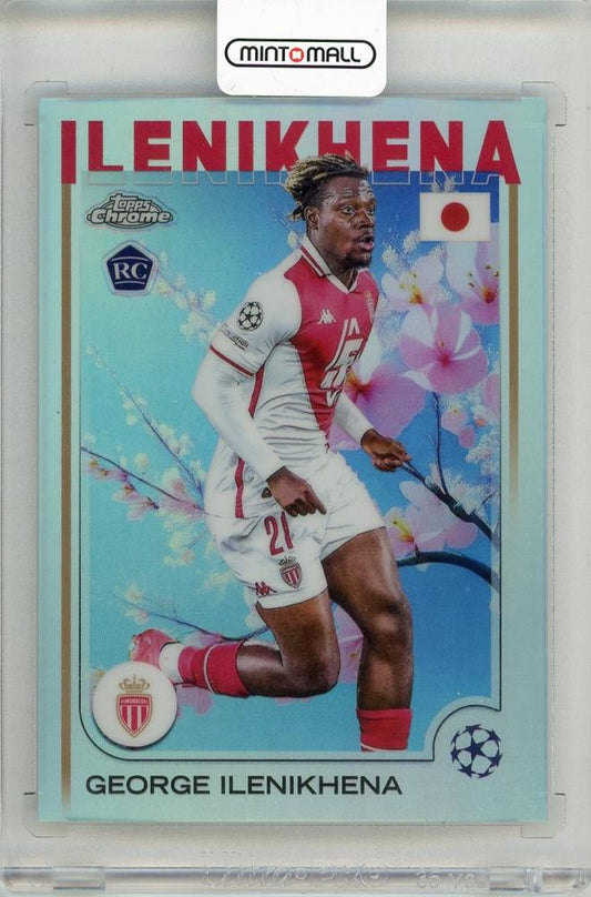 2024-25 TOPPS UEFA Japan Edition George Ilenikhena Cherry Blossom Refractor trading card from AS Monaco