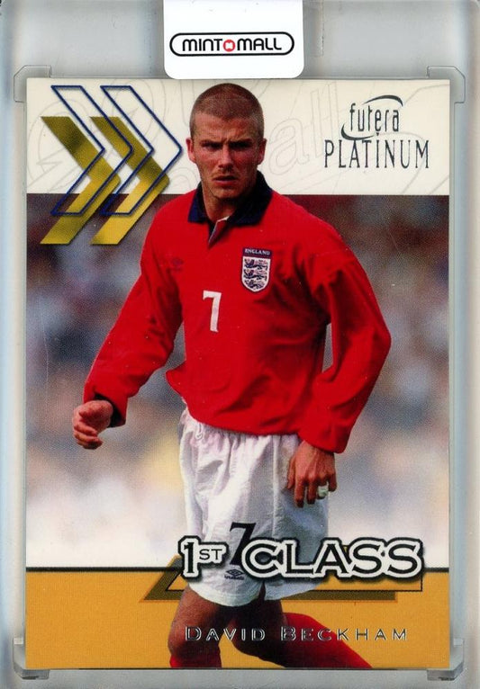 2001 Futera Platinum David Beckham 1st Class #3 trading card featuring Manchester United player