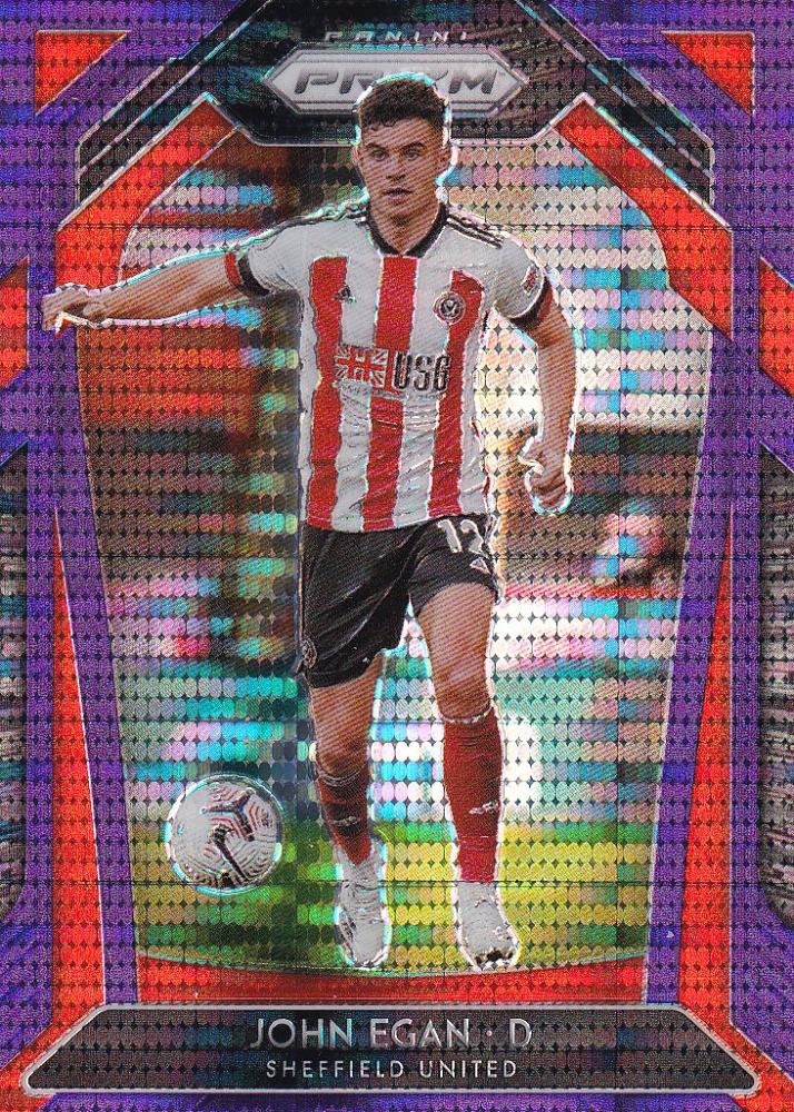 2020-21 Panini Prizm Premier League Breakaway Sheffield United John Egan Base Violet Parallel card number 82 of 99