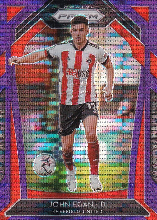 2020-21 Panini Prizm Premier League Breakaway Sheffield United John Egan Base Violet Parallel card number 82 of 99