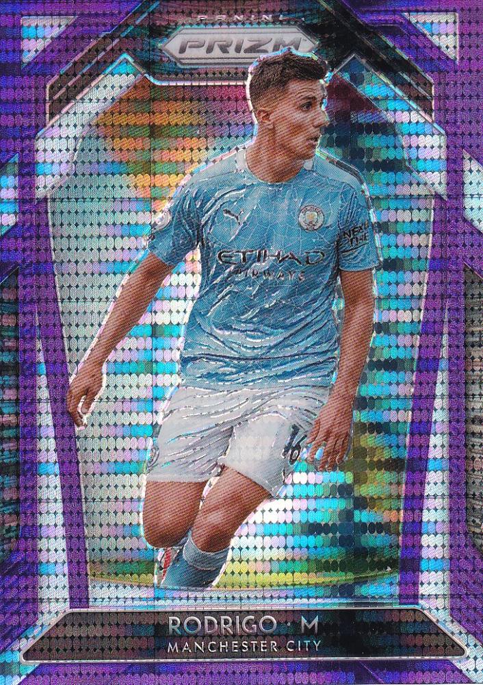 2020-21 Panini Prizm Premier League Breakaway Manchester City Rodrigo Base Violet parallel card numbered 11 out of 99