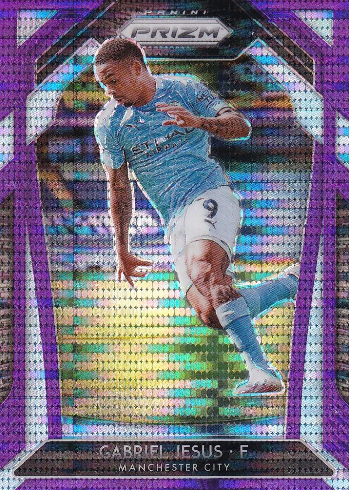 2020-21 Panini Prizm Premier League Breakaway Gabriel Jesus Base Violet parallel card number 87 of 99