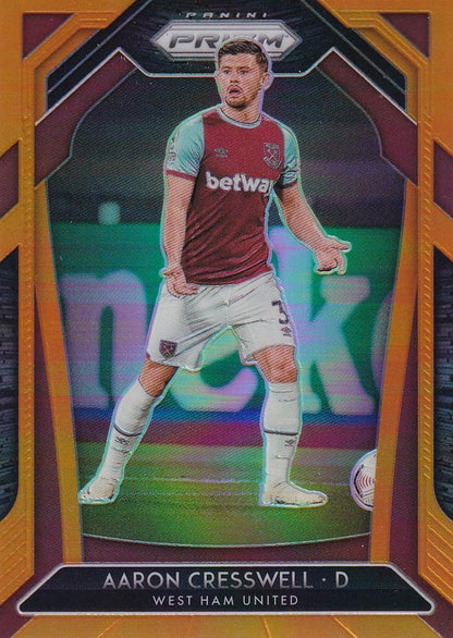 2020-21 Panini Prizm Premier League West Ham United Aaron Cresswell Base Orange Parallel trading card numbered 23 of 25