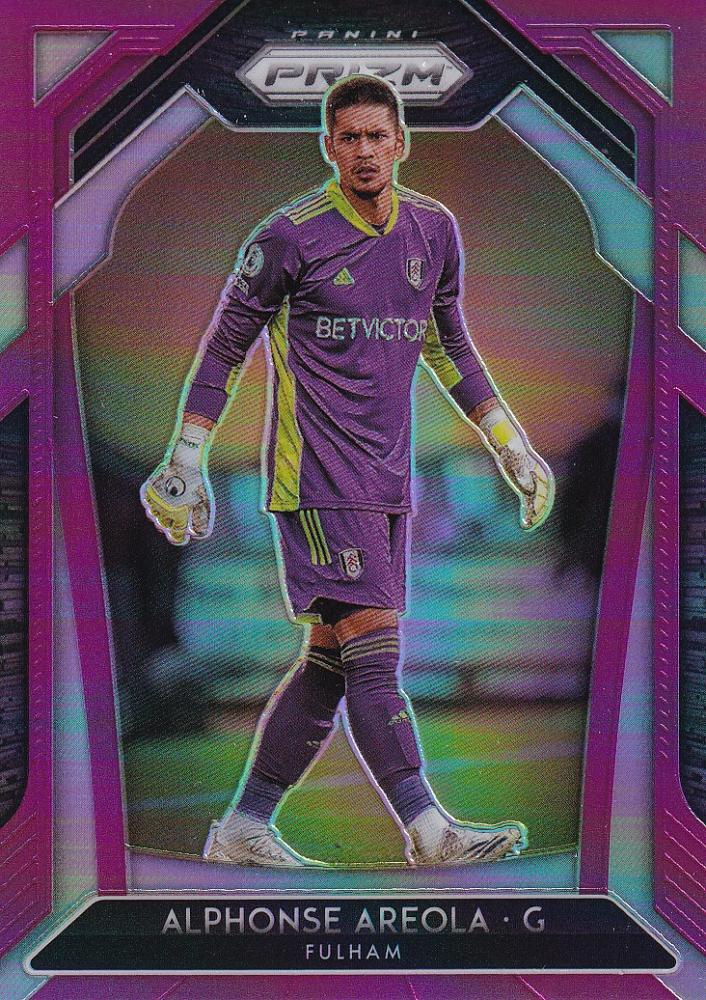 2020-21 Panini Prizm Premier League Fulham Alphonse Areola Base Purple Parallel trading card number 25 of 99