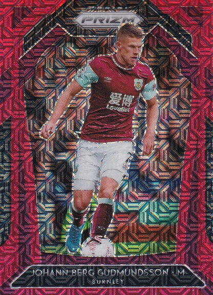 2020-21 Panini Prizm Premier League Burnley Johann Berg Gudmundsson Base Red Mojo Parallel card number 087 of 135